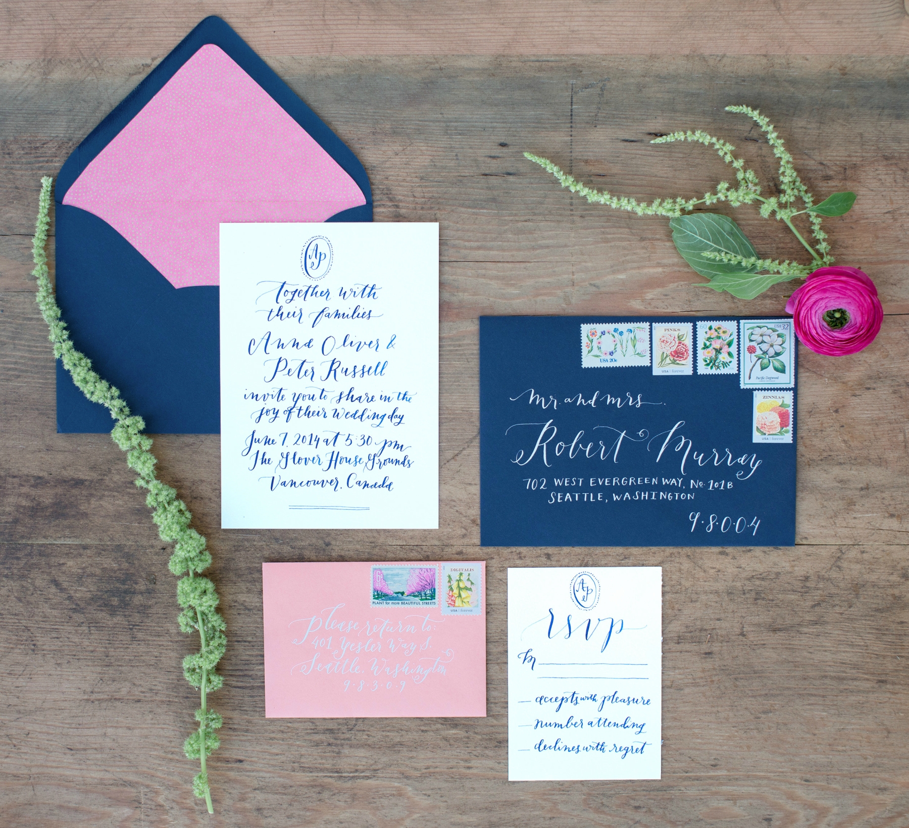 Modern Calligraphy Invitations by www.lahappy.com