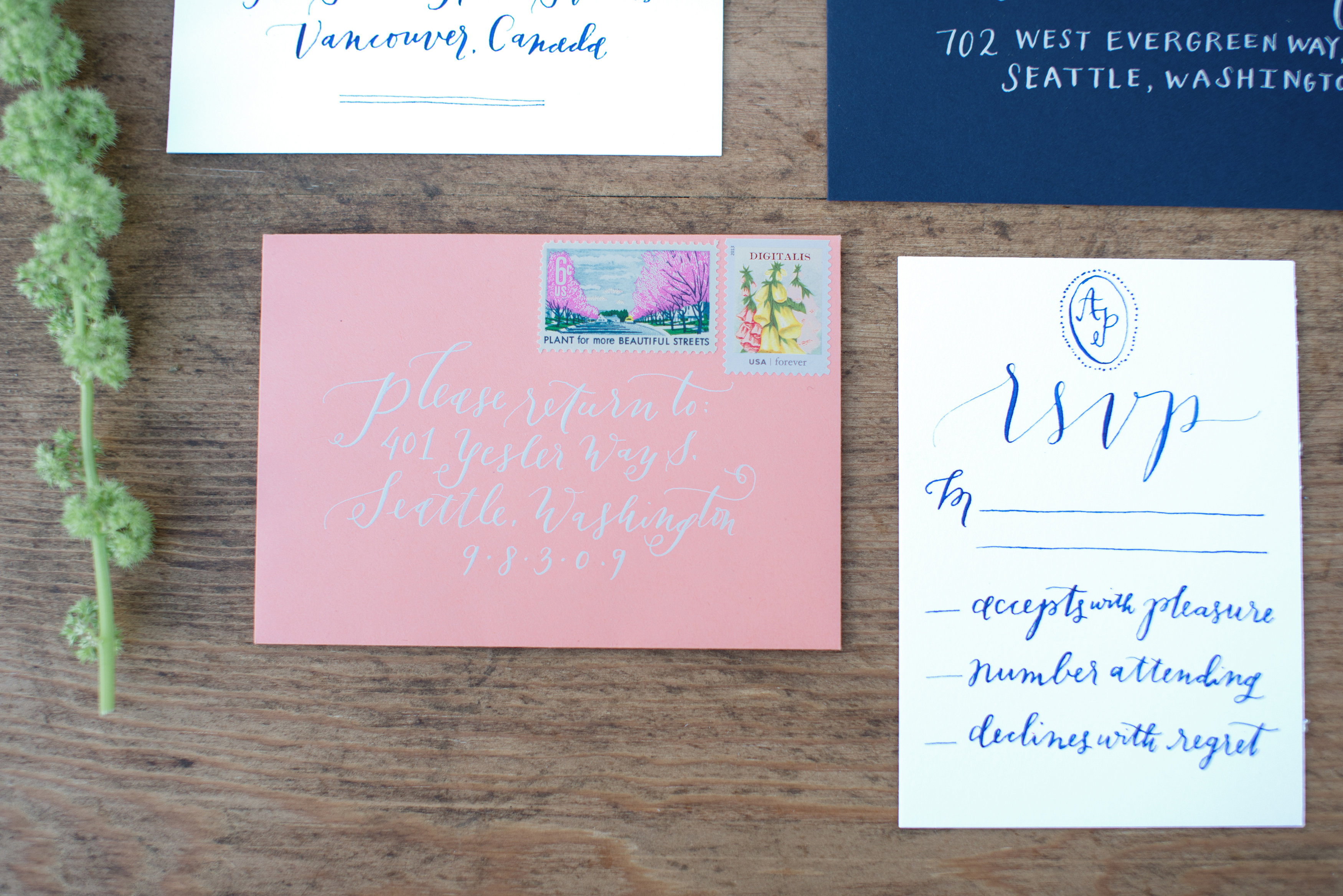 Modern Calligraphy Invitations by www.lahappy.com