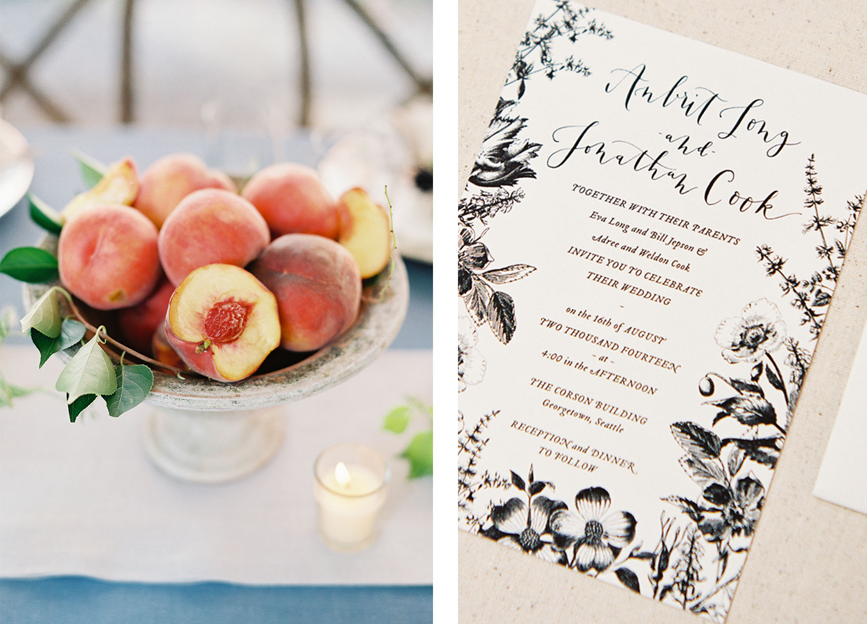 la Happy Vintage Botanical and Calligraphy Wedding Invitation
