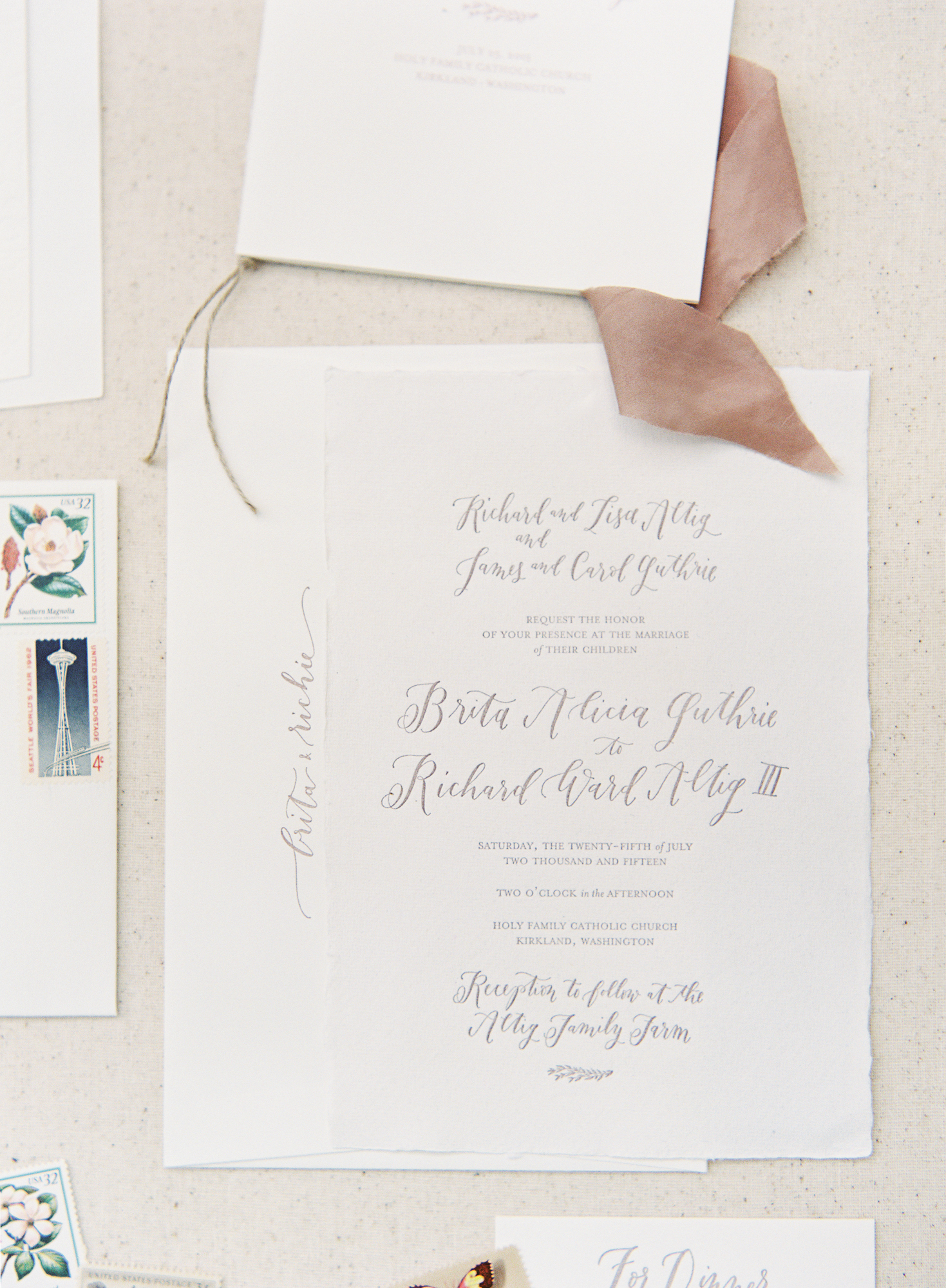 la Happy Design Calligraphy & Letterpress Invitation Set